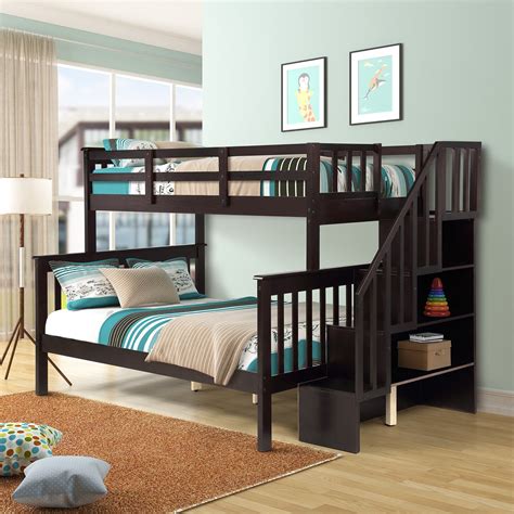 black staircase bunk bed|unfinished bunk beds with stairs.